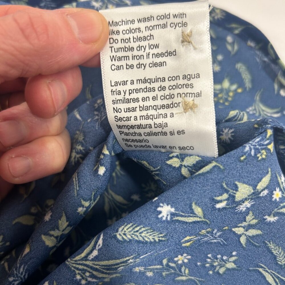Jachs Girlfriend Blue Floral Boho‎ Peasant Top Medium - Picture 11 of 14